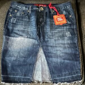 Hot Kiss Blue Distressed Denim Skirt